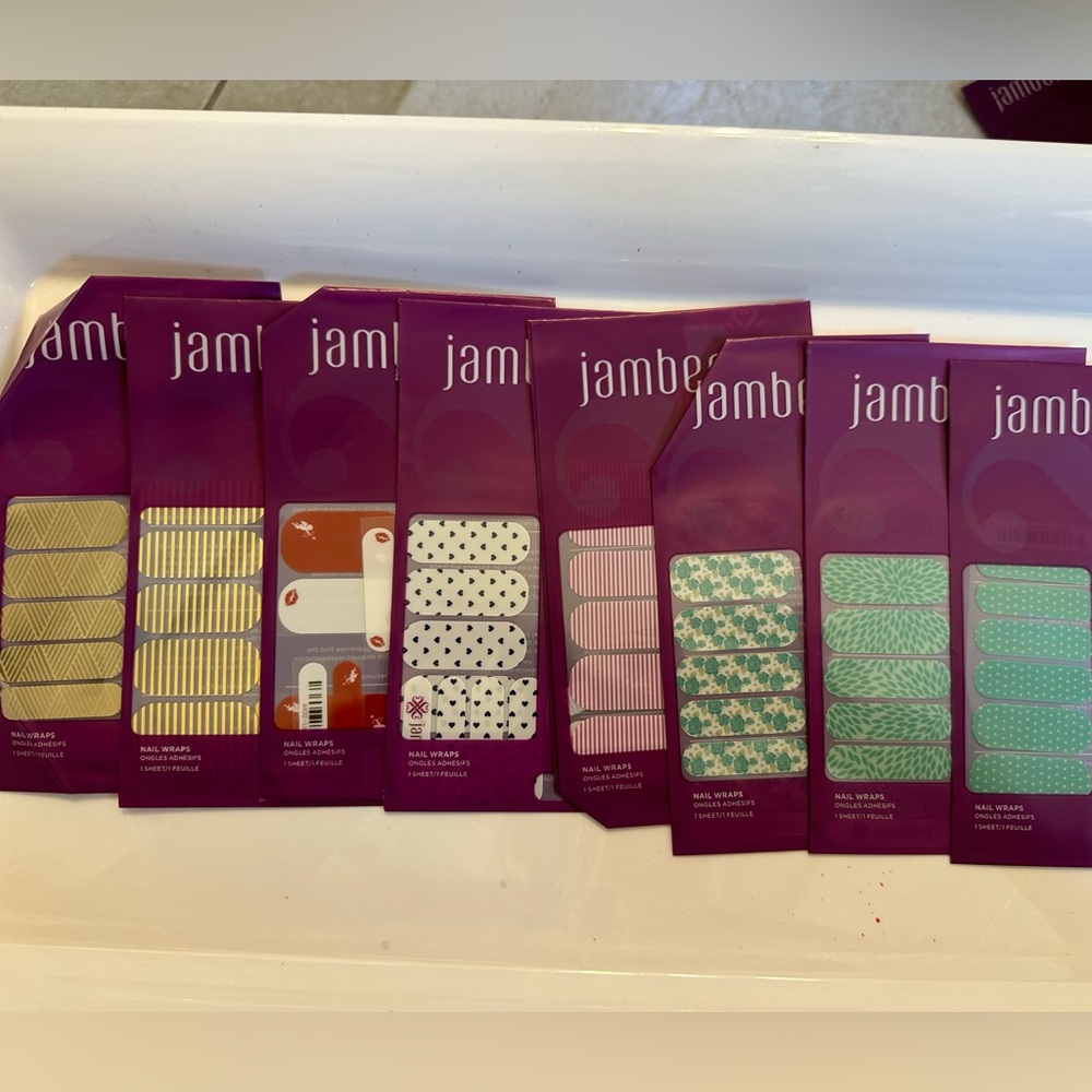Lot of 8 partial sheets of Jamberry nail wraps mixed prints